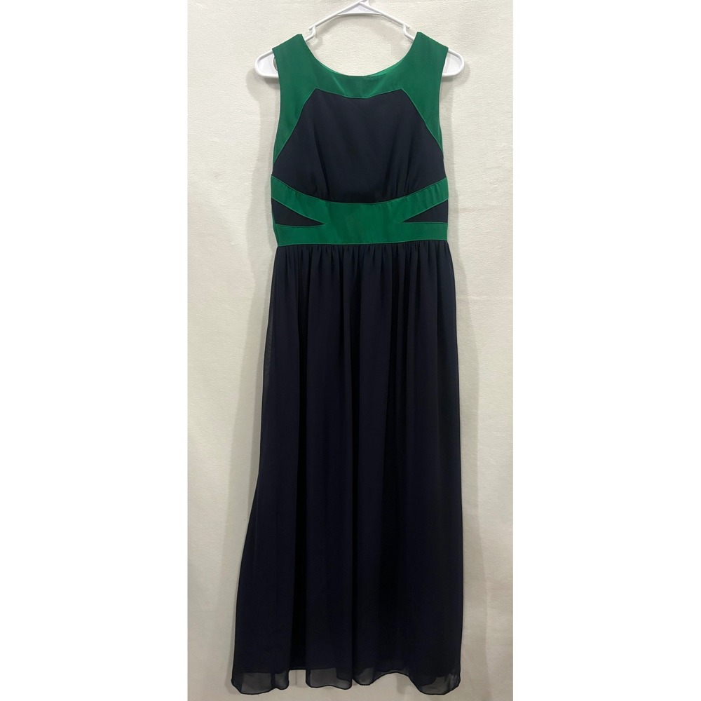 Enfocus Studio Womens Navy Blue Kelly Green Colorblock Maxi Dress Size 8 Formal